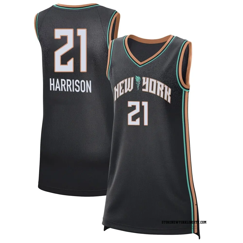 Women's Isabelle Harrison ＃21 Explorer Edition Victory Black New York Liberty 2021 Jersey