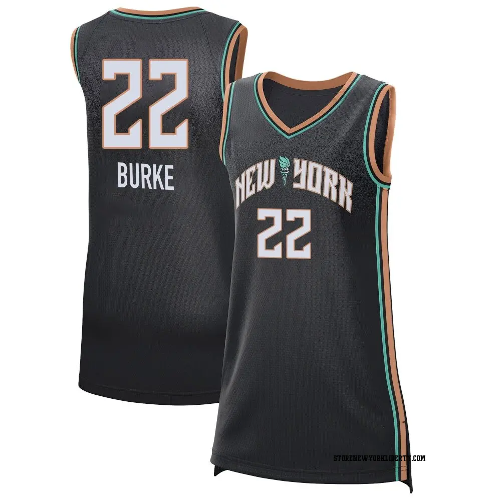 Women's Kennedy Burke ＃22 Explorer Edition Victory Black New York Liberty 2021 Jersey