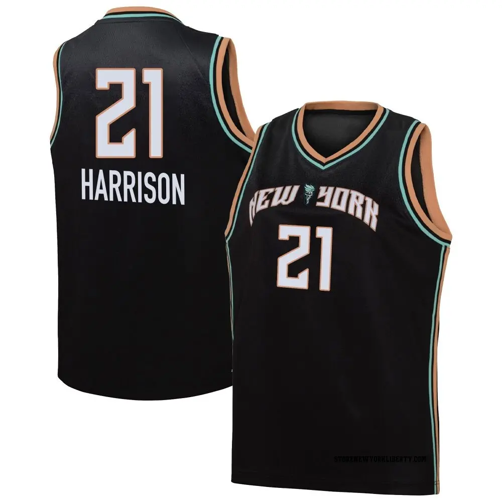Youth Isabelle Harrison ＃21 Explorer Edition Victory Black New York Liberty 2021 Jersey