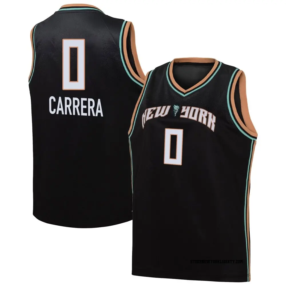 Youth Raquel Carrera ＃0 Explorer Edition Victory Black New York Liberty 2021 Jersey